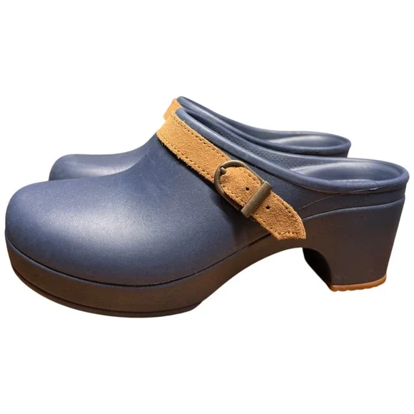 CROCS Sarah Women's 7 Clog Mules Navy Blue Dual Comfort Arch Support Slip On - Picture 3 of 12